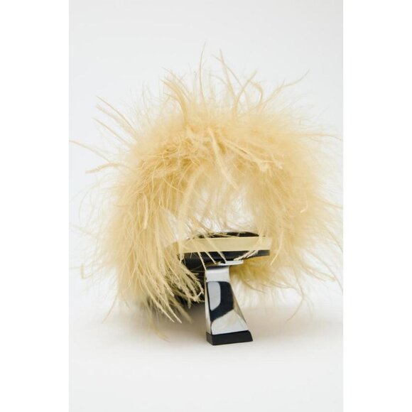 ZARA METALLIC FEATHER HIGH-HEEL SANDALS - Picture 9 of 9